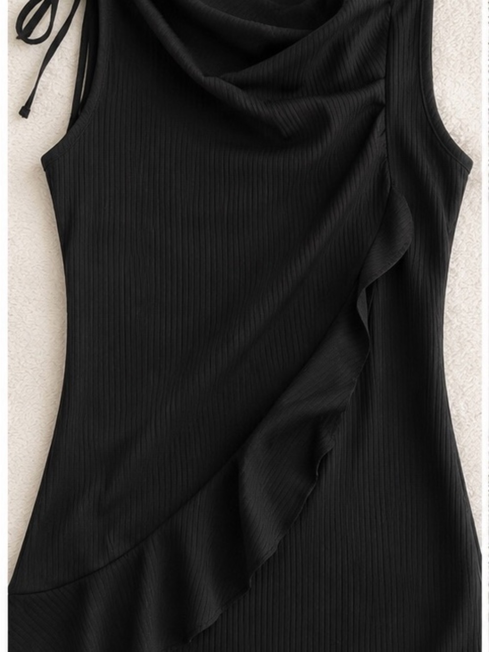 Black Ruffle Sleeveless Top - Women